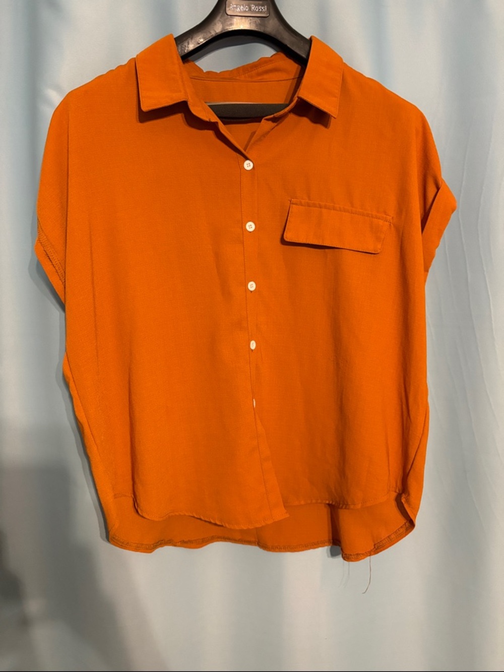 SHEIN Orange Short-Sleeve Button-Down Women’s Shirt